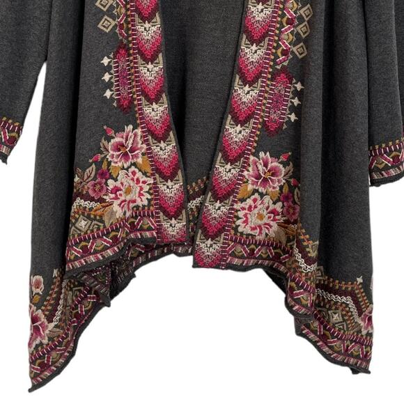 Johnny Was Quinn Embroidered Draped Cardigan Floral S Open Front - Picture 2 of 9